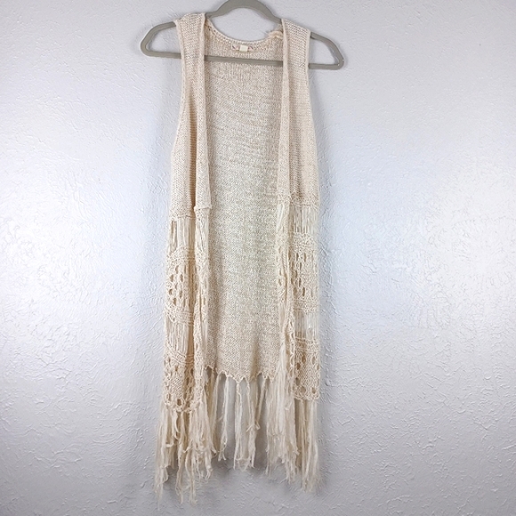 Urban Outfitters Sweaters - UO It's Our Time Sleeveless Crocheted Fringe Vest